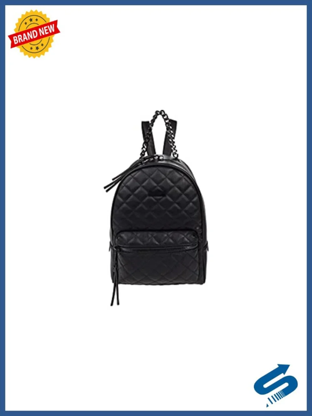 Faux Leather Medium Backpack with 2 Compartments